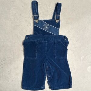 Vintage Baby Ruffniks 6 Mo Boy Navy Blue Corduroy Overalls Snap Closure